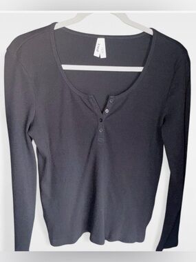‼️NWOT: Pact Organic Cotton Black Ribbed Long Sleeve Top - XL